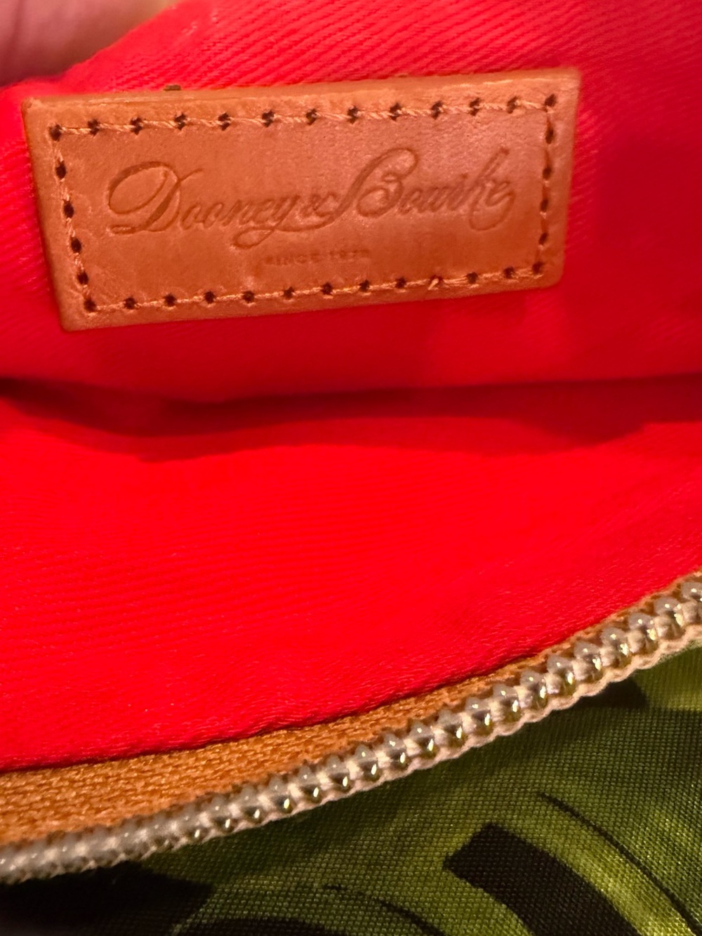 Dooney & Bourke Green Leaf Print Crossbody with Tan Strap - Picture 6 of 10
